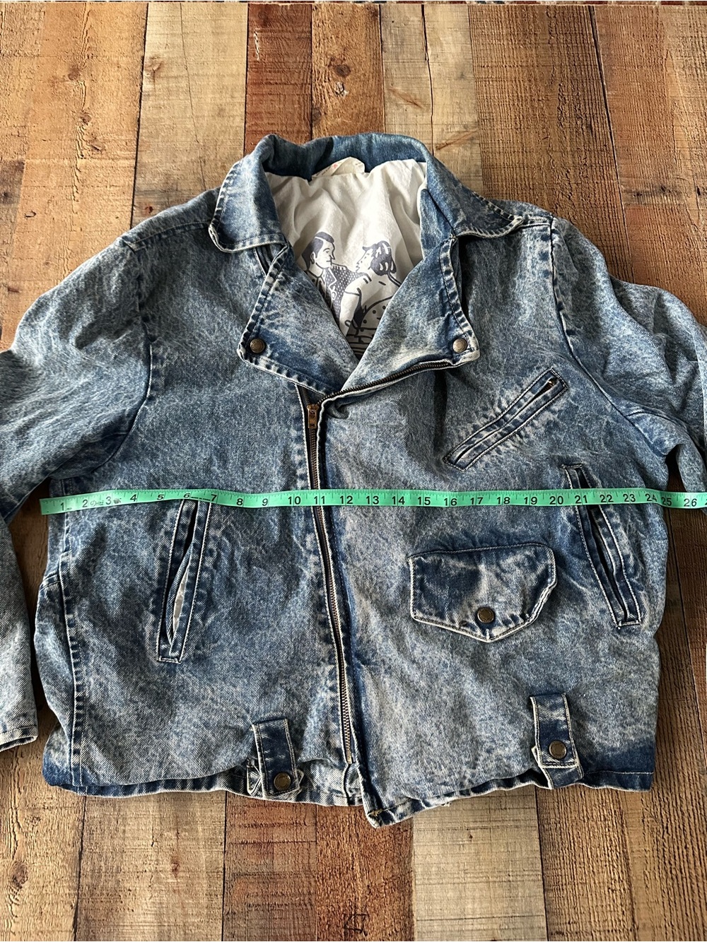 VINTAGE Dual Control 1980s 80s HEAVY Denim Jacket w White Leather Size Large - Picture 2 of 11